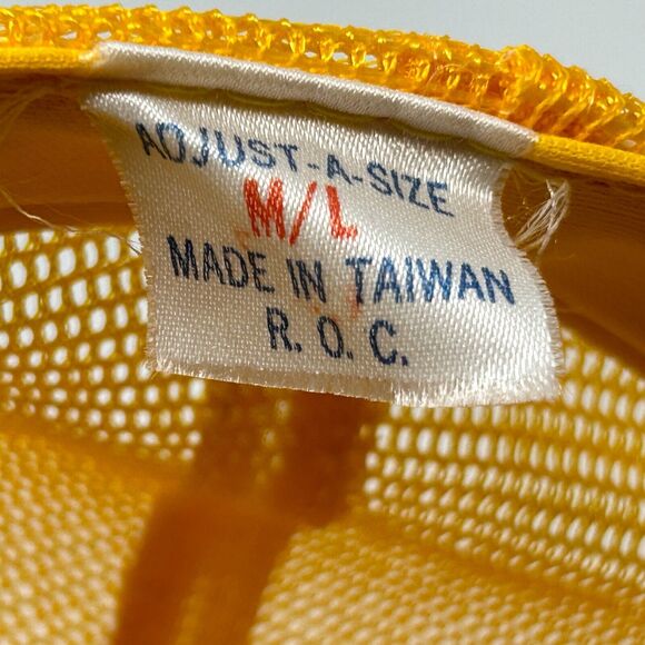 Vintage KW Pipeline Inc Patch Trucker Hat Baseball Cap 80s Backhoe Mesh Yellow - Picture 9 of 10